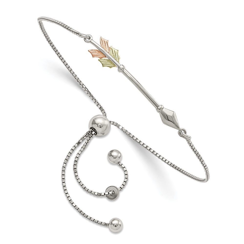 Black Hills Sterling Silver 12K Gold Accents Arrow Adjustable Bracelet